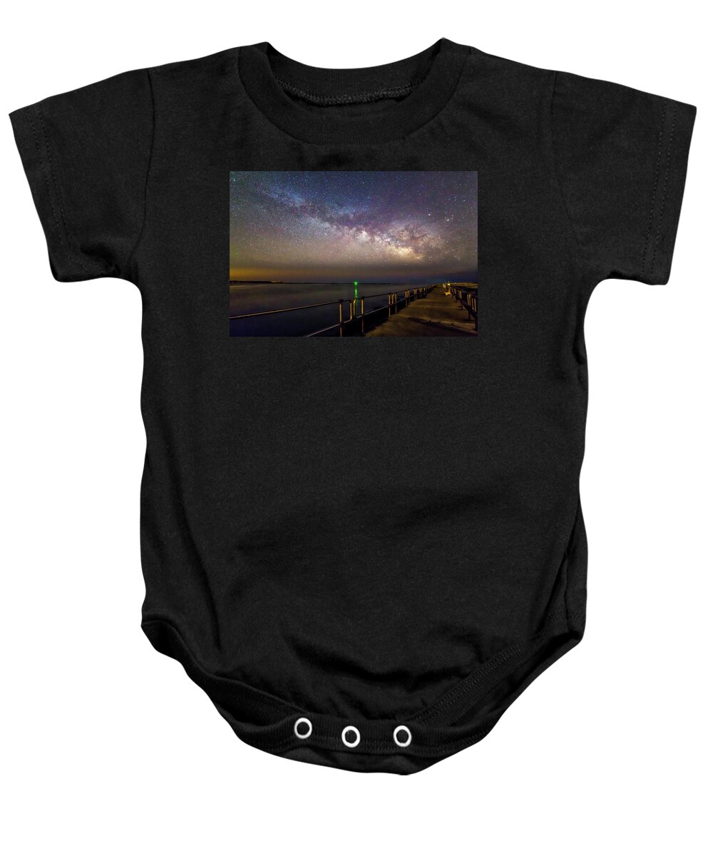Milky Way Baby Onesie featuring the photograph Barnegat Light State Park Milky Way by Susan Candelario