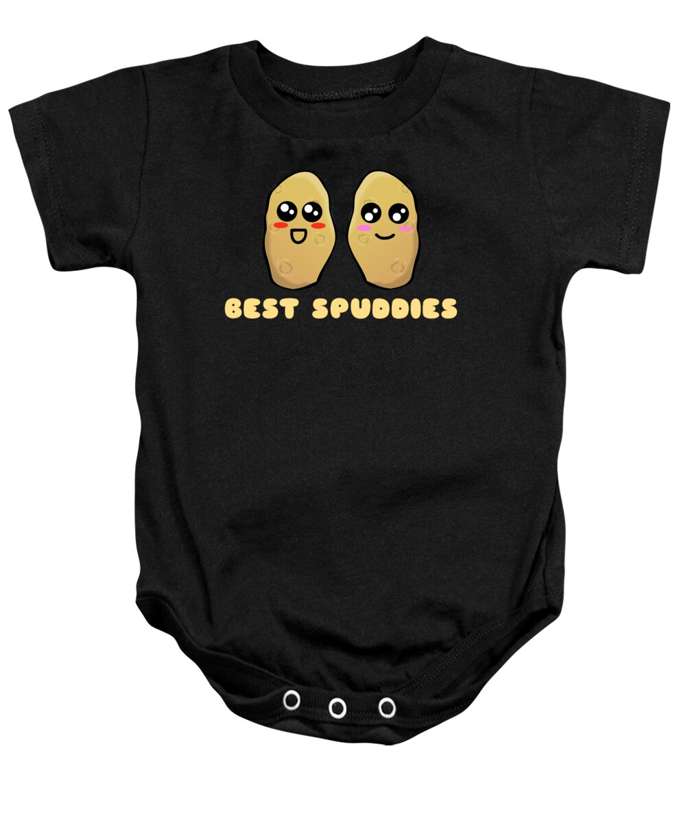 Cute Baby Onesie featuring the digital art Best Spuddies Cute Potato Pun by DogBoo