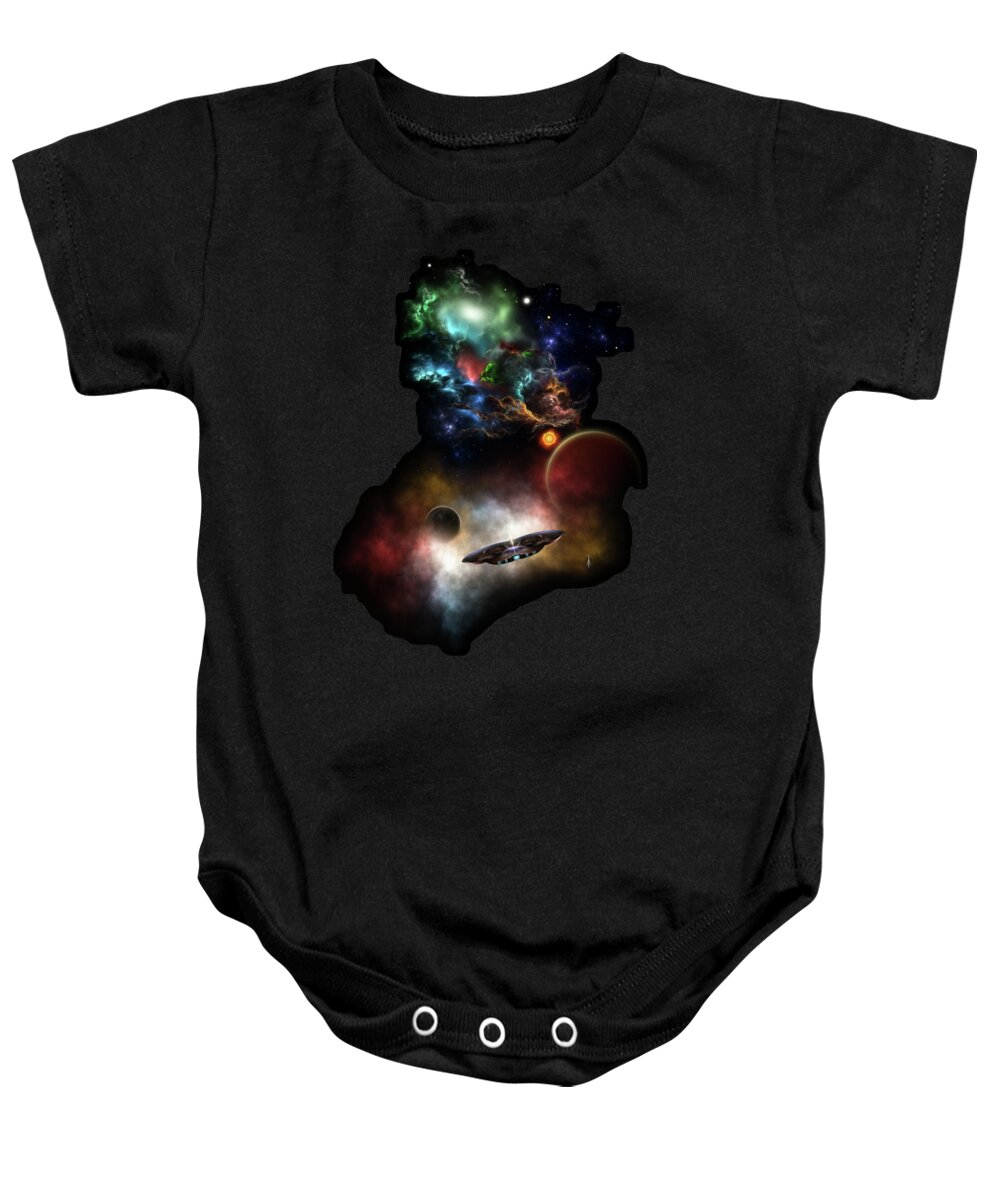 Space Baby Onesie featuring the digital art Beyond Space and Time by Xzendor7