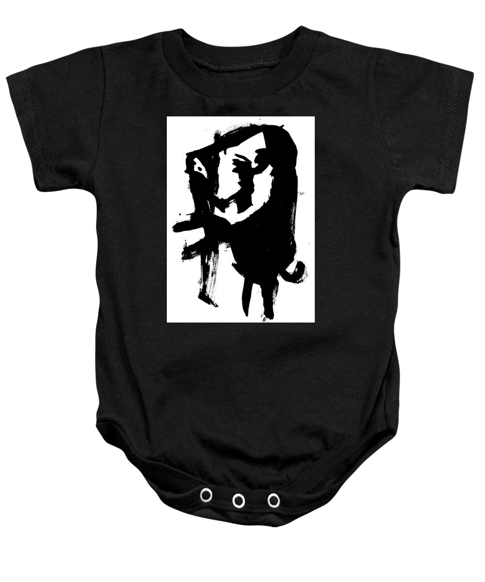 Black Baby Onesie featuring the drawing Black Ink 290319 11 by Edgeworth Johnstone