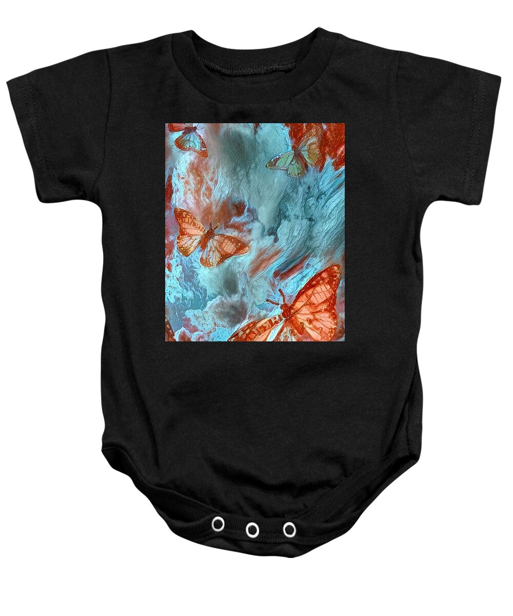 Abstract Baby Onesie featuring the digital art Butterflies by Bruce Rolff
