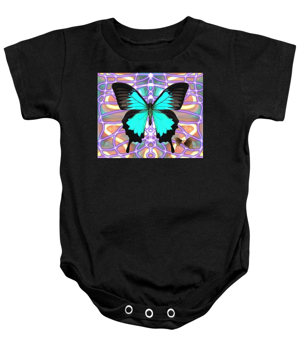 Ulysses Baby Onesie featuring the drawing Ulysses Butterfly Webbed Patterned by Joan Stratton