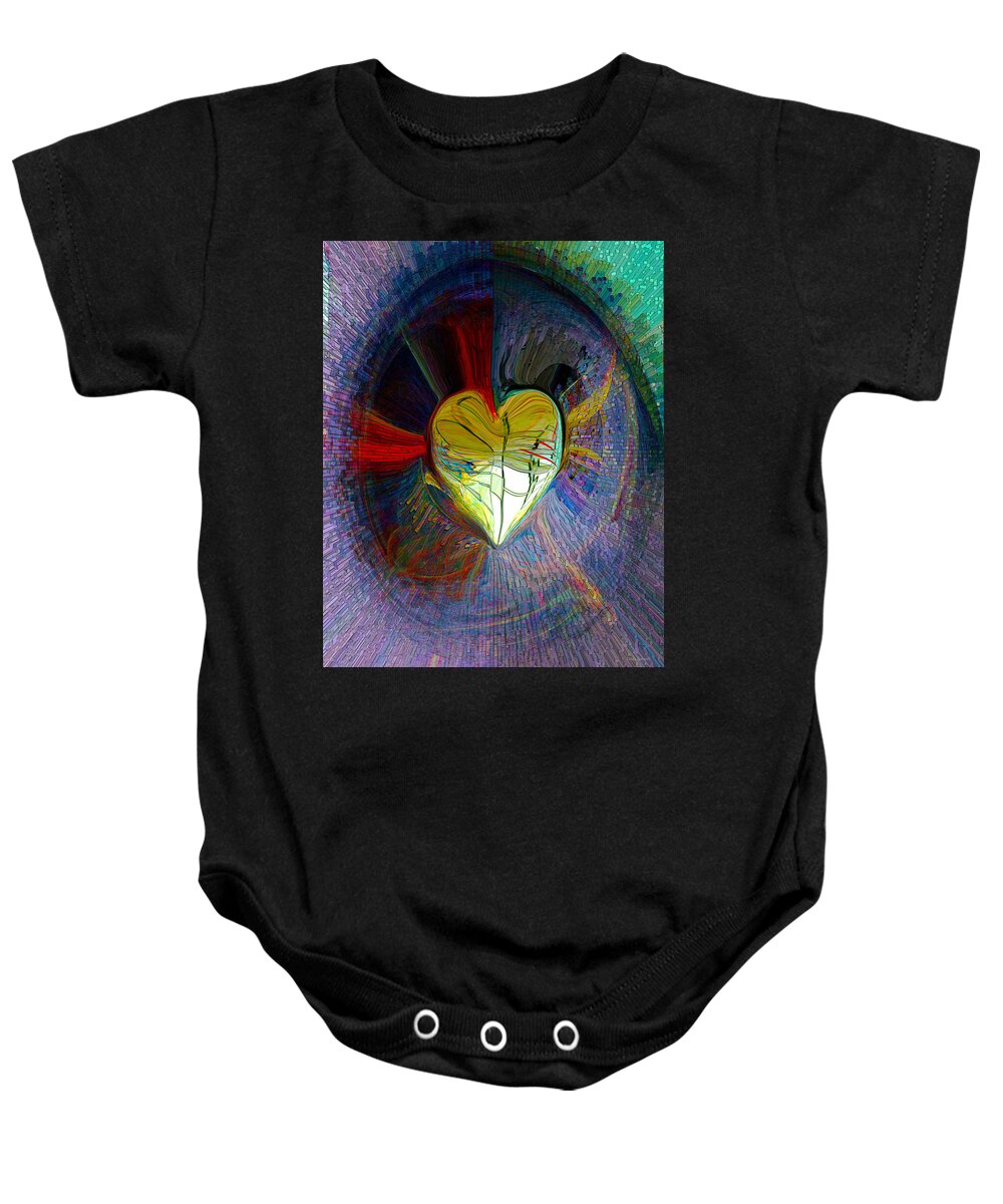 Center Of The Heart Baby Onesie featuring the digital art Center Of The Heart by Linda Sannuti