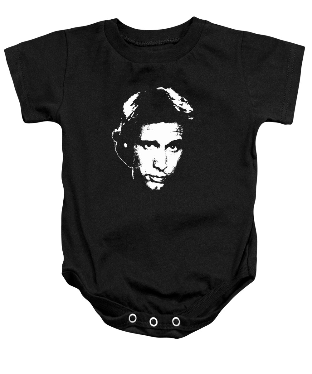 Chevy Chase Baby Onesie featuring the digital art Chevy Chase Minimalistic Pop Art by Megan Miller
