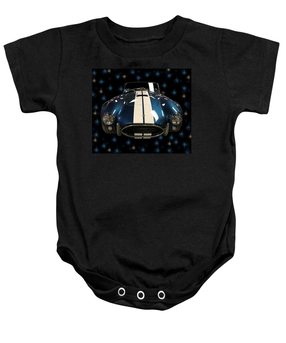 Cobra Shelby Baby Onesie featuring the mixed media Classic Cars Cobra Shelby by Joan Stratton