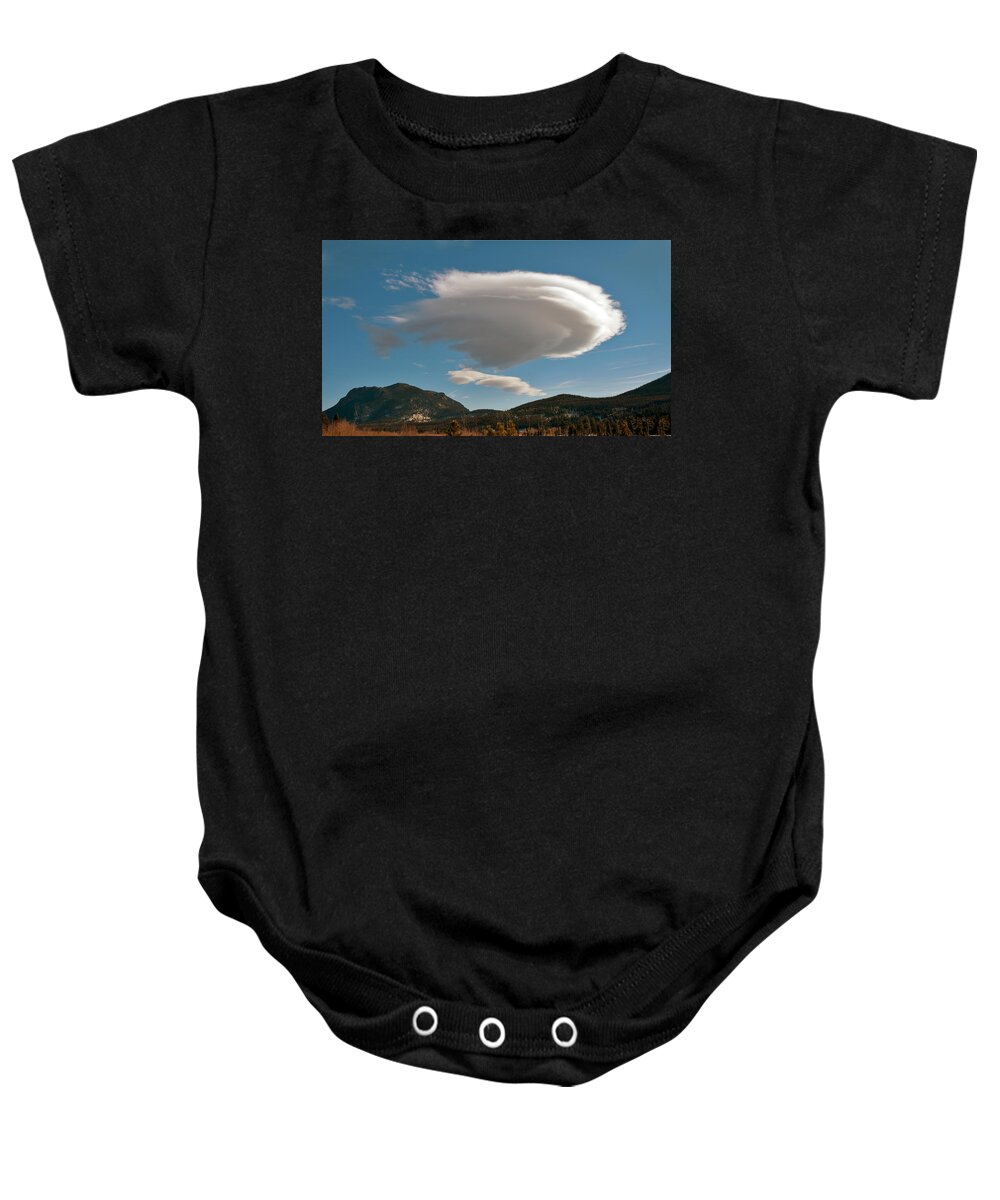 Cloud Baby Onesie featuring the photograph Cloud over Rocky Mountains by Gary Langley