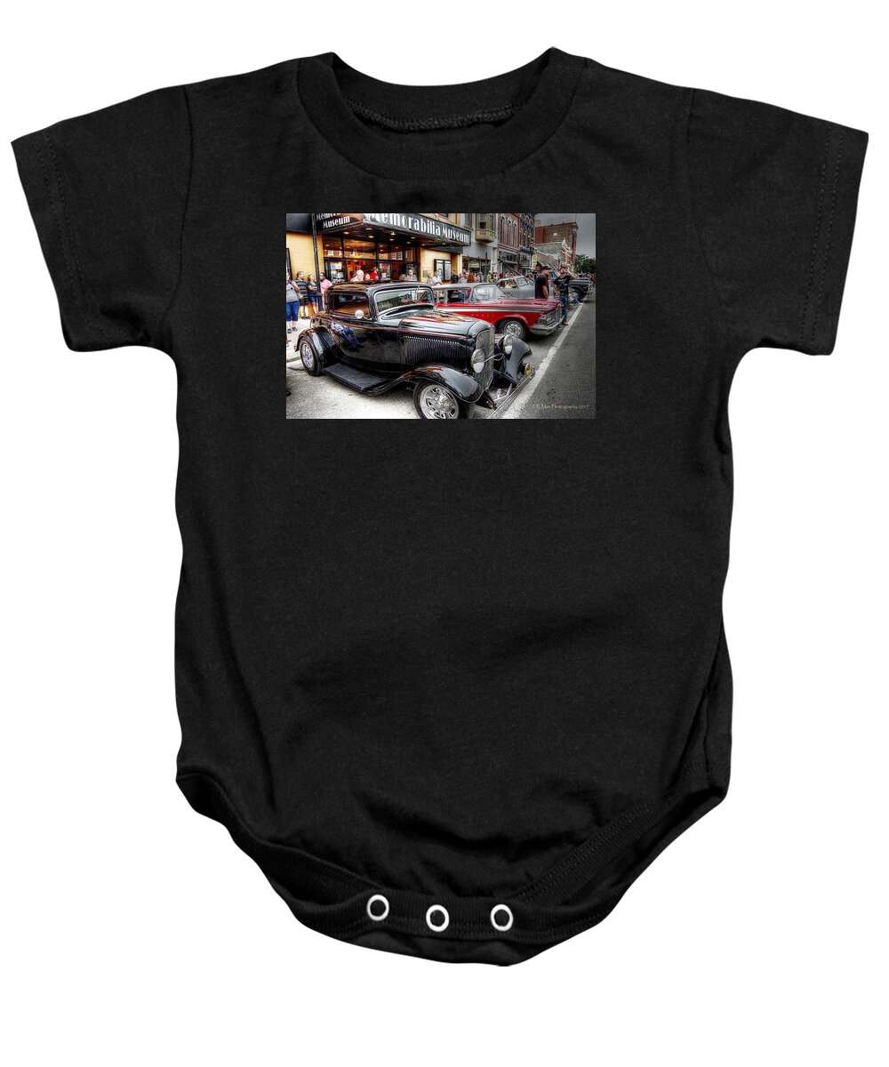 Old Cars Baby Onesie featuring the photograph Cruise Night Vehicles by Karen McKenzie McAdoo