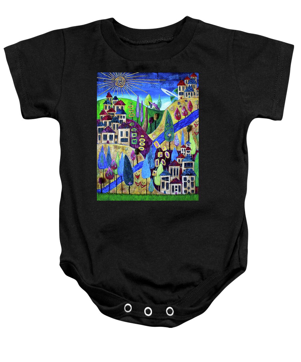 Dreamscape Baby Onesie featuring the painting Delphi 4 by Winona's Sunshyne