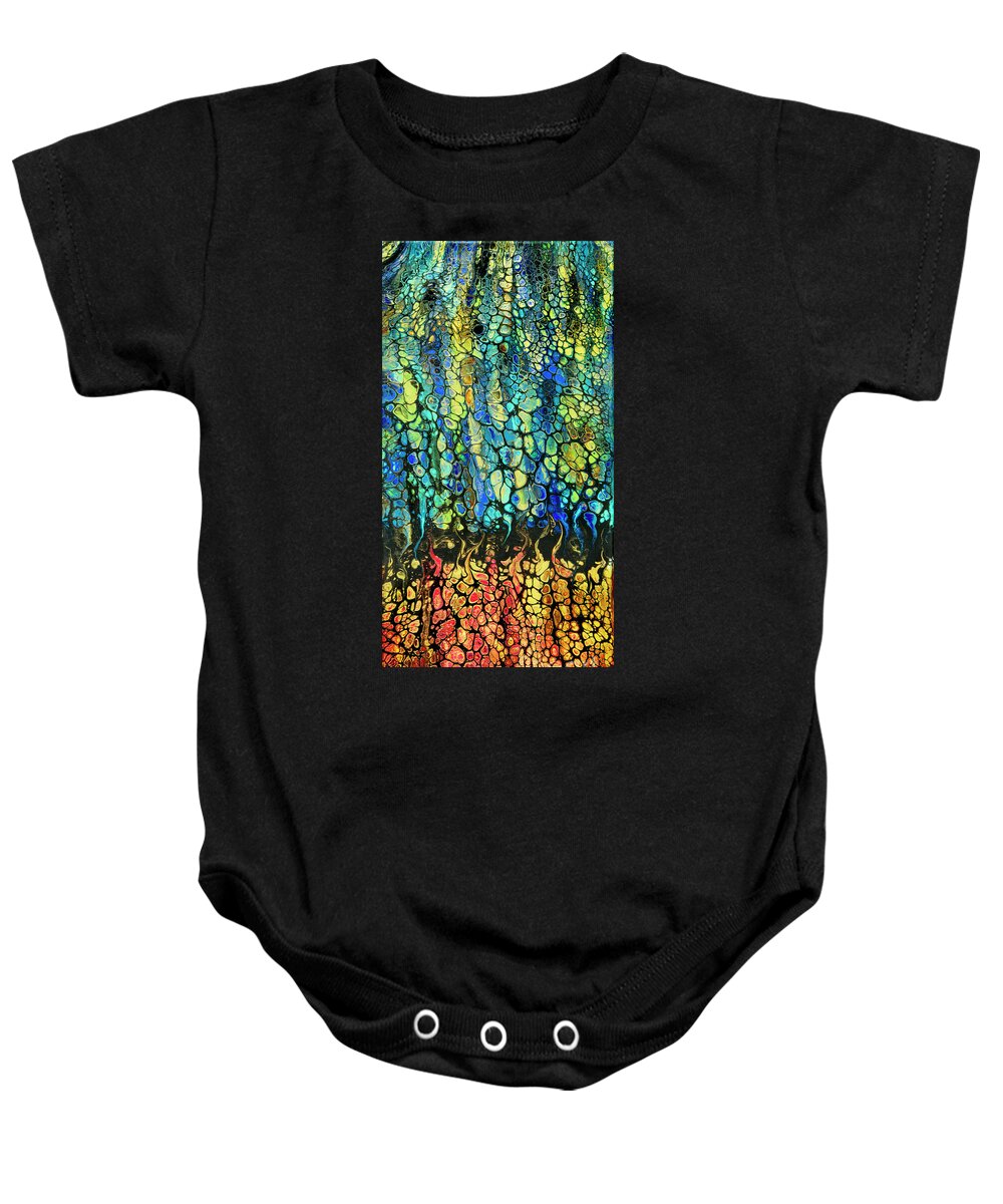 Abstract Baby Onesie featuring the painting Dragon Pebbles by Lucy Arnold