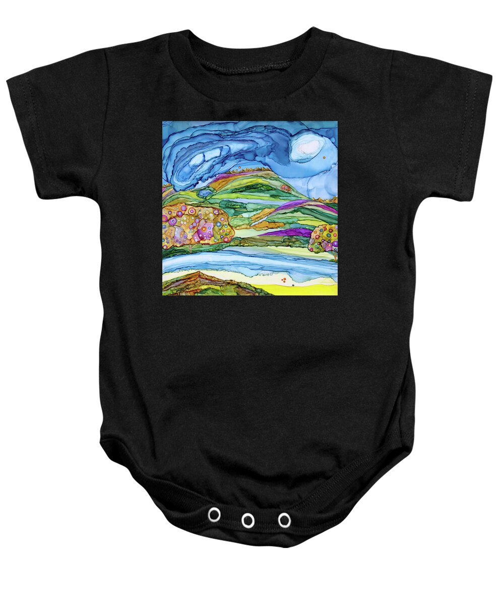 Dreamscape Baby Onesie featuring the painting DreamLand by Winona's Sunshyne