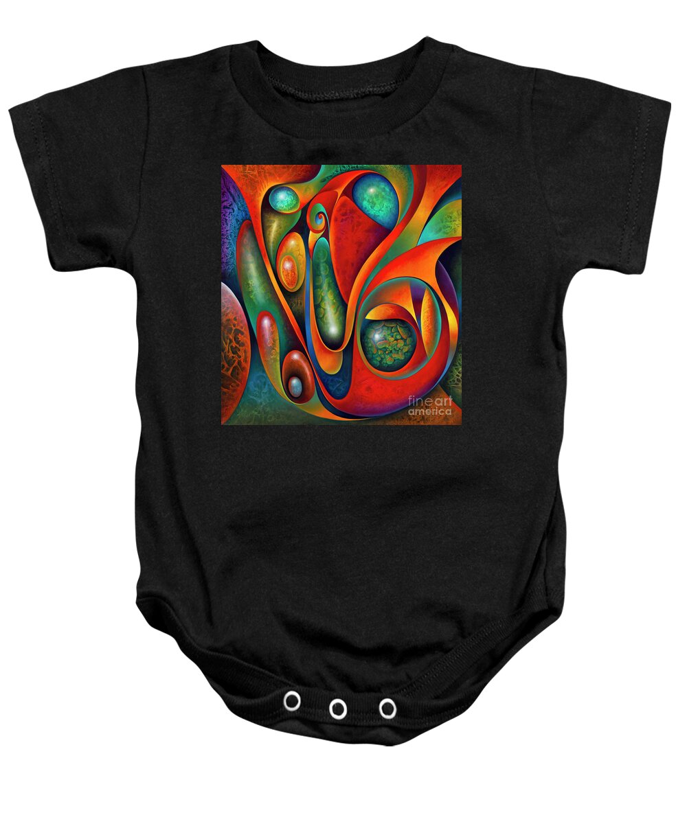 Abstract Baby Onesie featuring the painting Dynamic Diptych #1 -3D by Ricardo Chavez-Mendez
