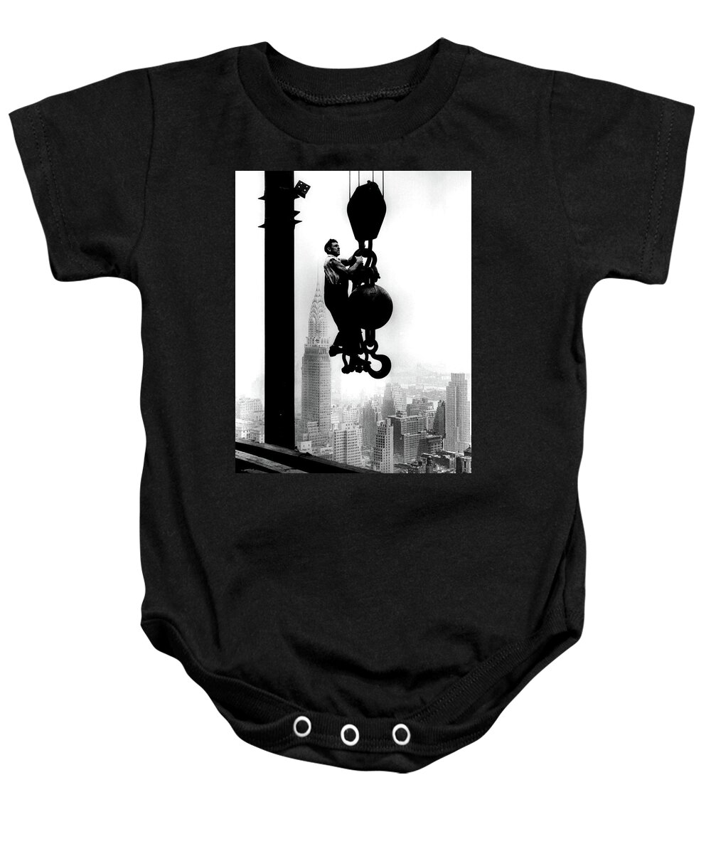 Nyc Baby Onesie featuring the photograph Empire State Building Construction - circa 1931 by Doc Braham