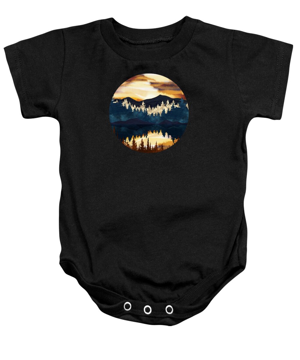 Fall Baby Onesie featuring the digital art Fall Sunset by Spacefrog Designs