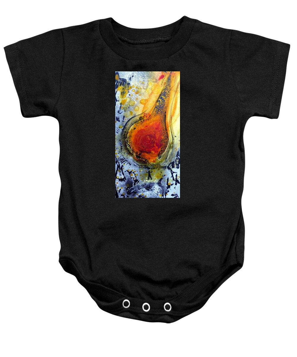 Fire Baby Onesie featuring the painting Fireball by 'REA' Gallery