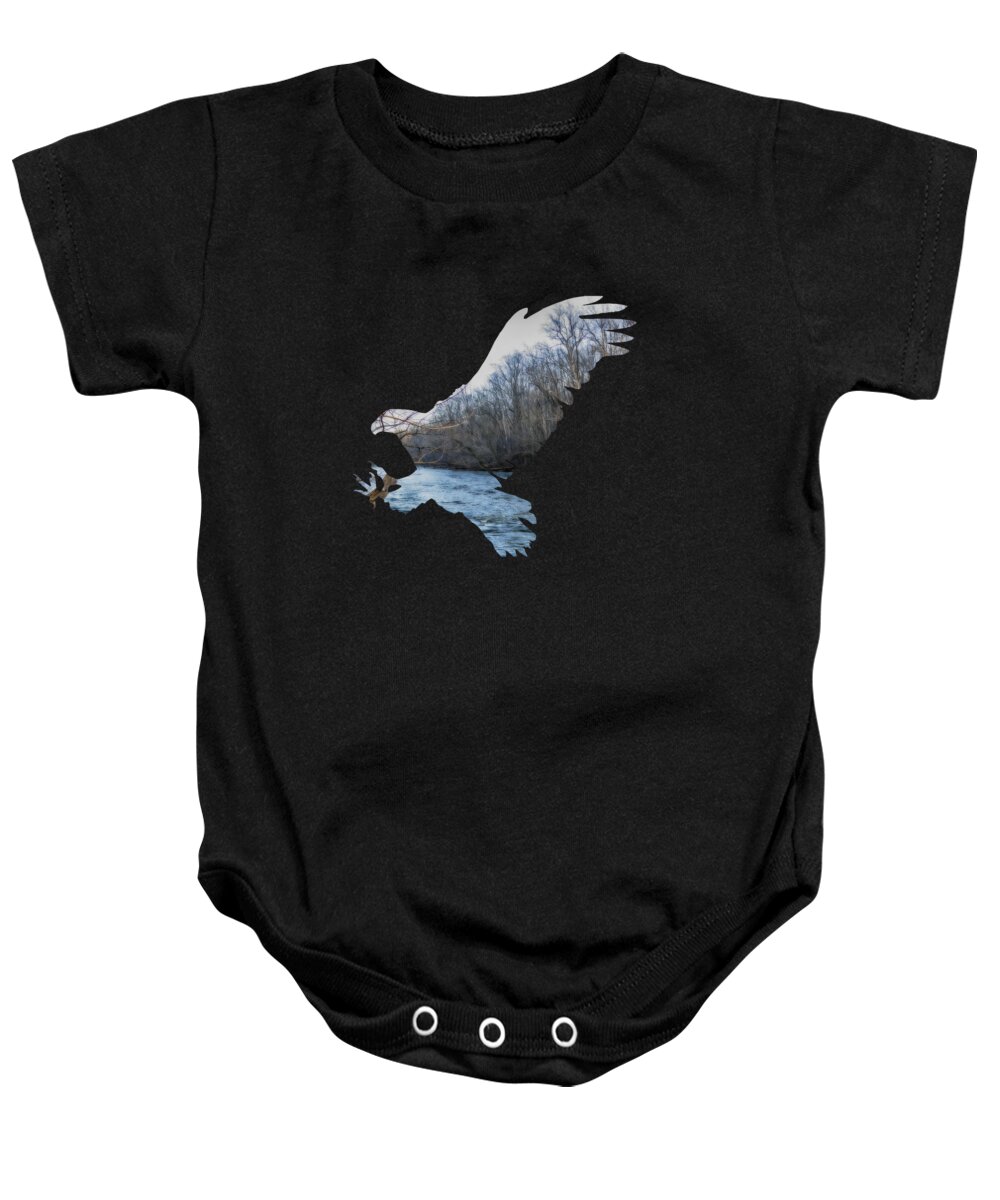2d Baby Onesie featuring the photograph Flying Eagle by Brian Wallace