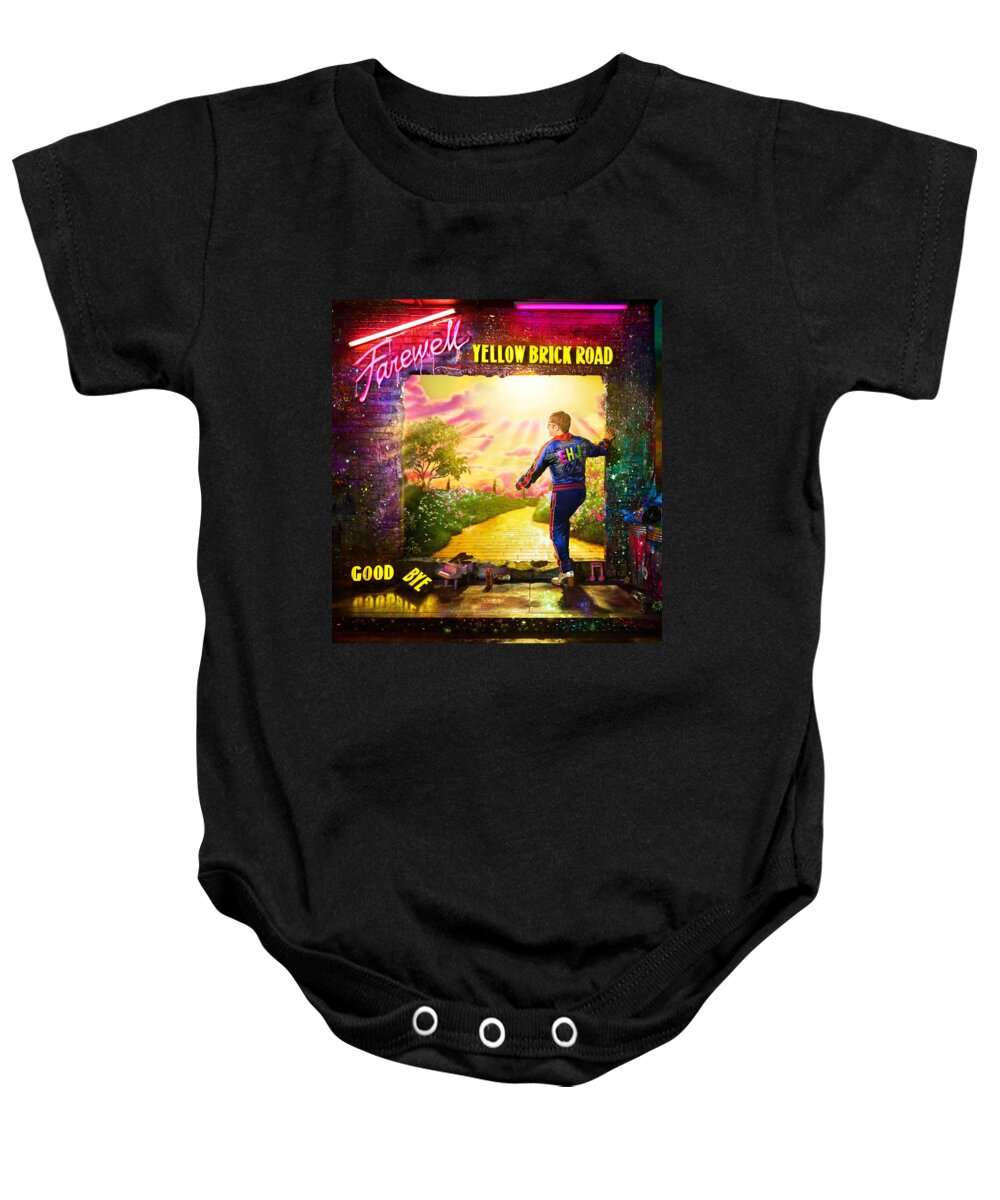 Frame Baby Onesie featuring the digital art Frame Print Elton John Farewell Yellow Brick Road Tour Iy03 by Indah Yose
