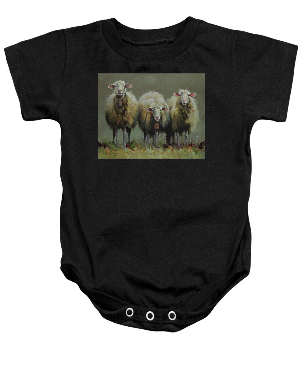 Farm Animals Baby Onesie featuring the painting Front Line by Carolyne Hawley