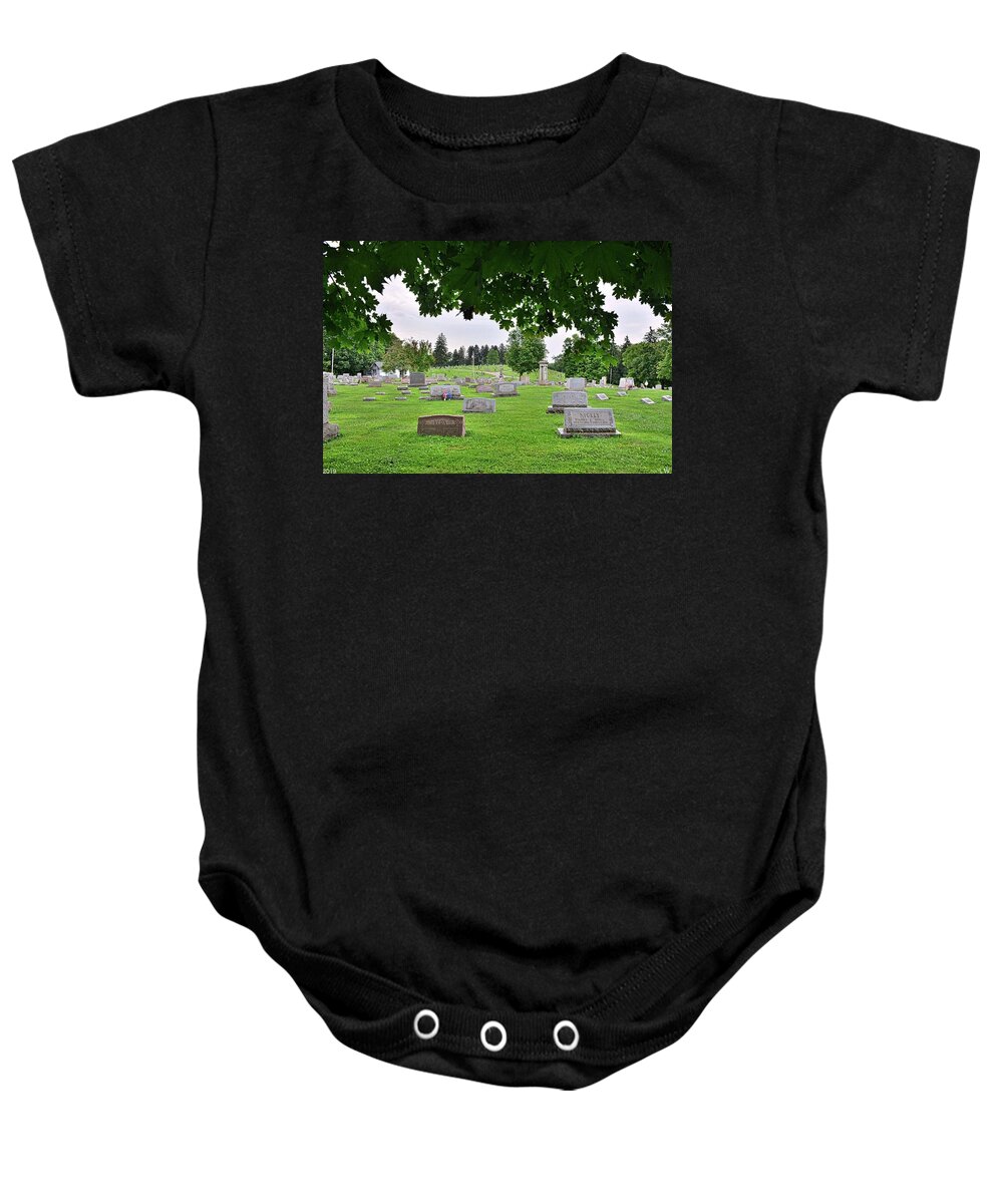 Glennview Cemetery East Palestine Ohio Final Resting Place Baby Onesie featuring the photograph Glennview Cemetery East Palestine Ohio Final Resting Place by Lisa Wooten