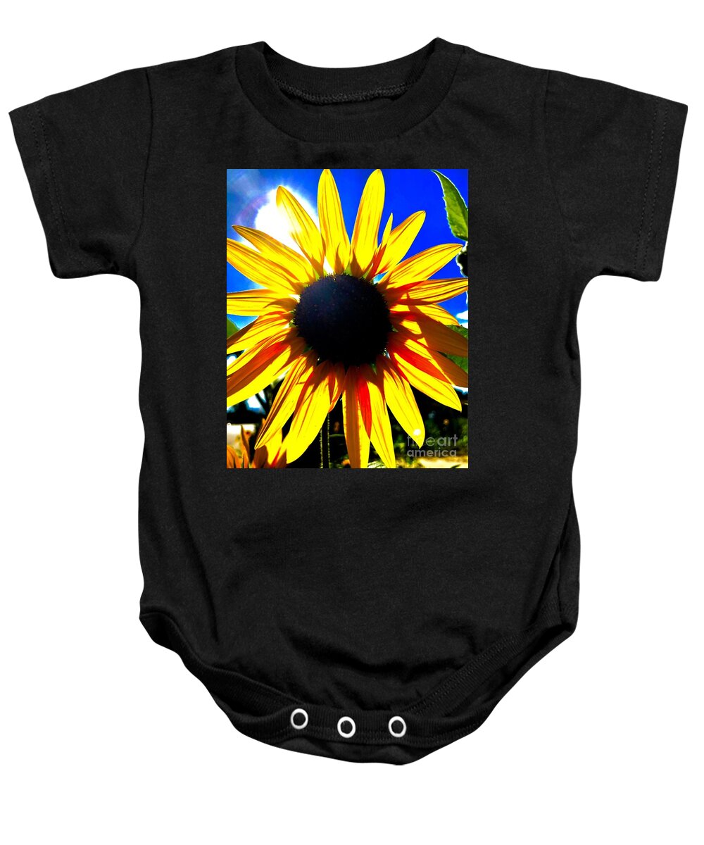 Sunflower Baby Onesie featuring the photograph Glowing Sunflower by Jim DeLillo