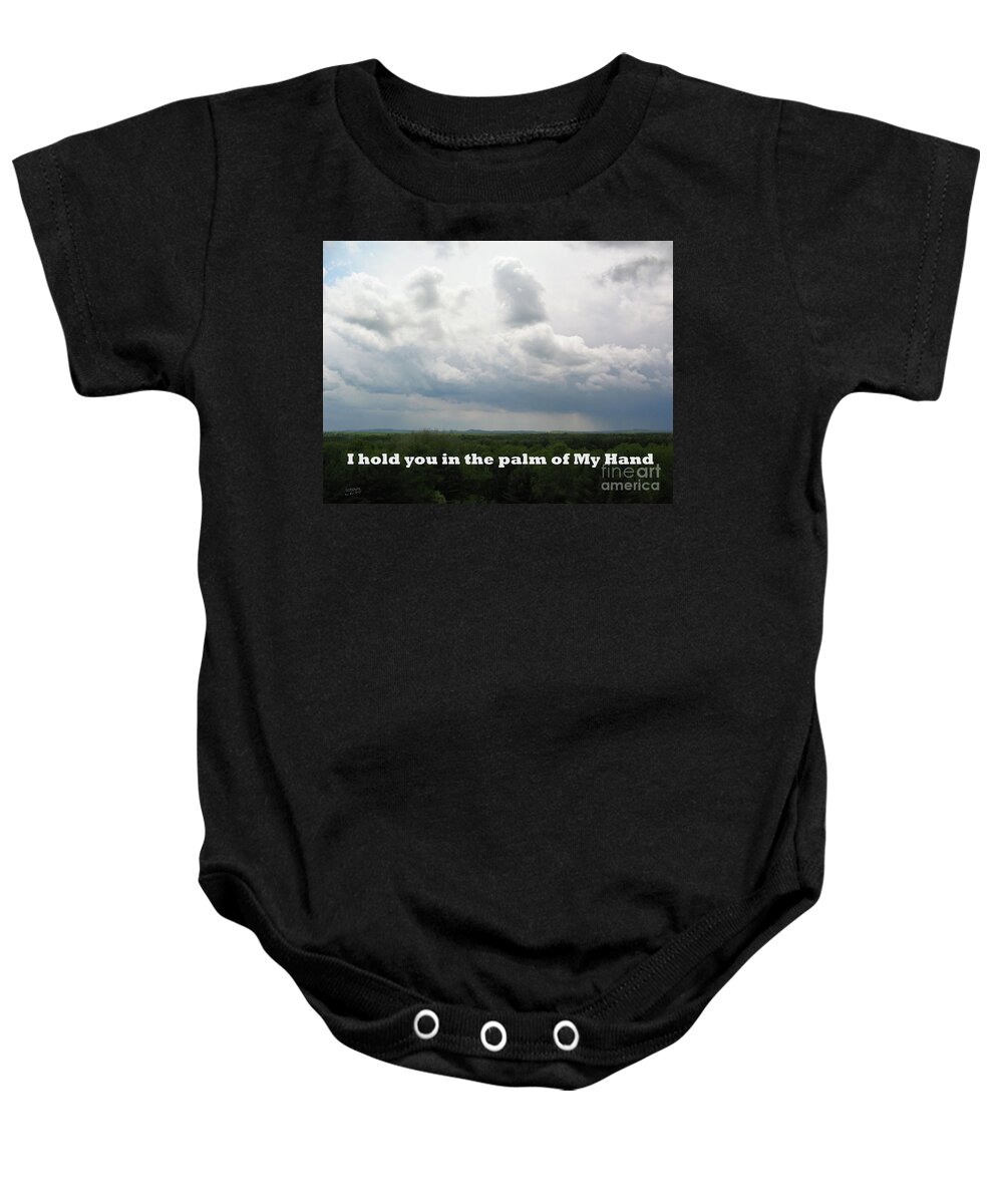 Baby Onesie featuring the mixed media Gods Hand by Lori Tondini