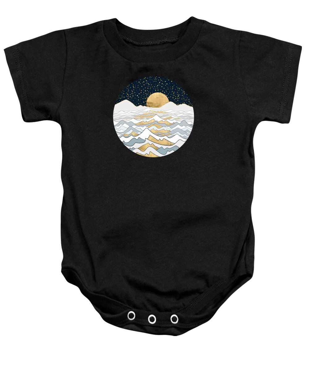 Ocean Baby Onesie featuring the digital art Golden Ocean by Spacefrog Designs