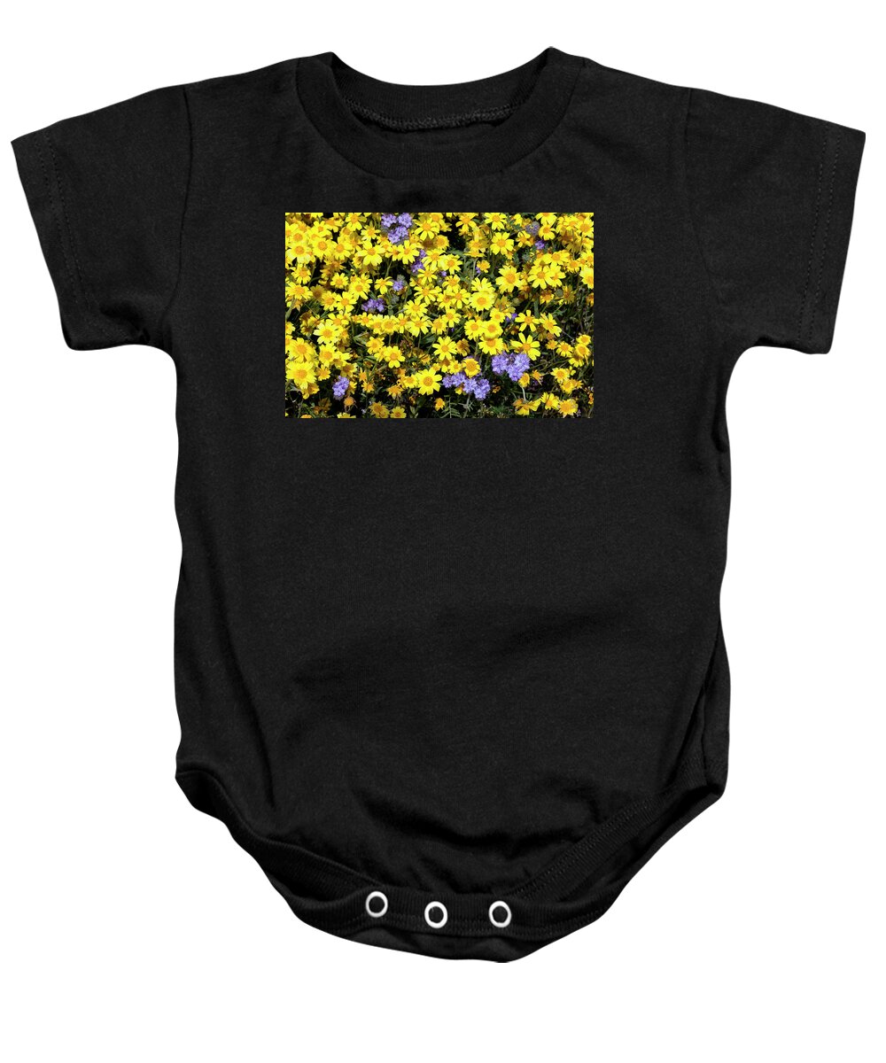 Goldfields Baby Onesie featuring the photograph Goldfields and Phacelia by Rick Pisio