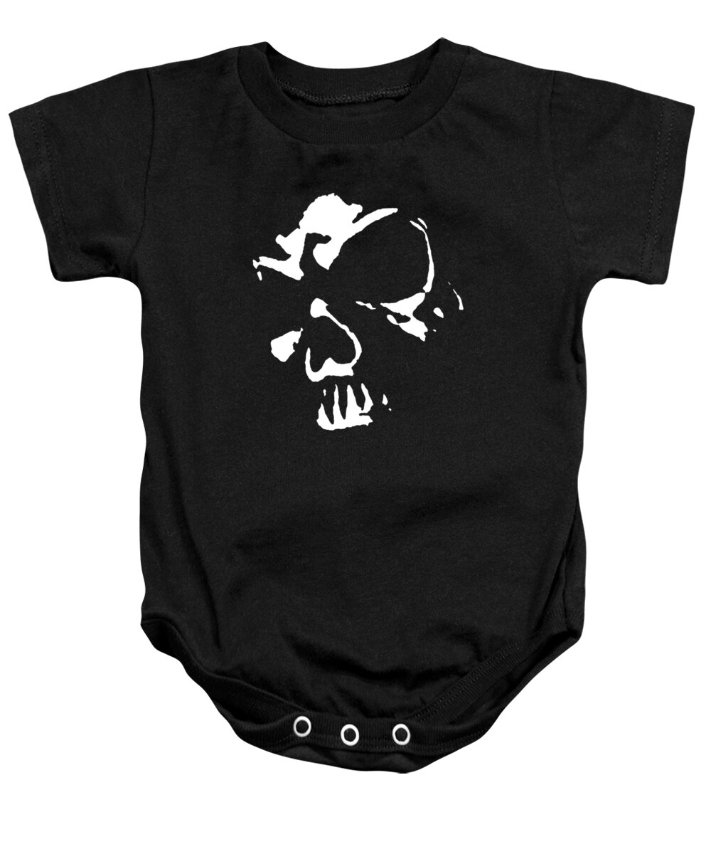Skull Baby Onesie featuring the digital art Goth Dark Skull Graphic by Roseanne Jones