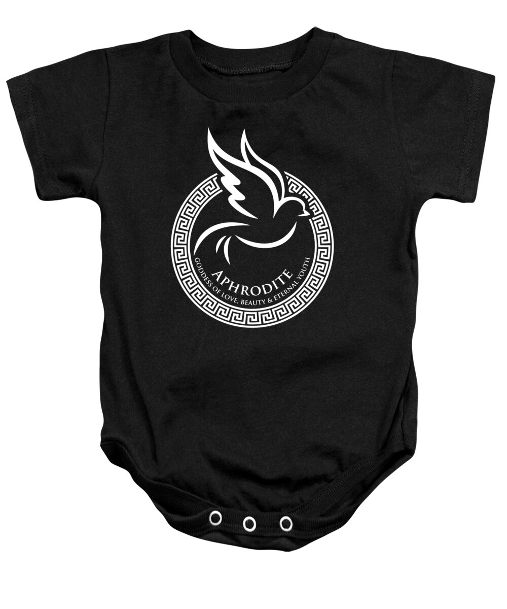 Aphrodite Gift Baby Onesie featuring the digital art Greek Mythology Gift Ancient Greece History Lovers of Aphrodite Gods Goddesses Deities by Martin Hicks