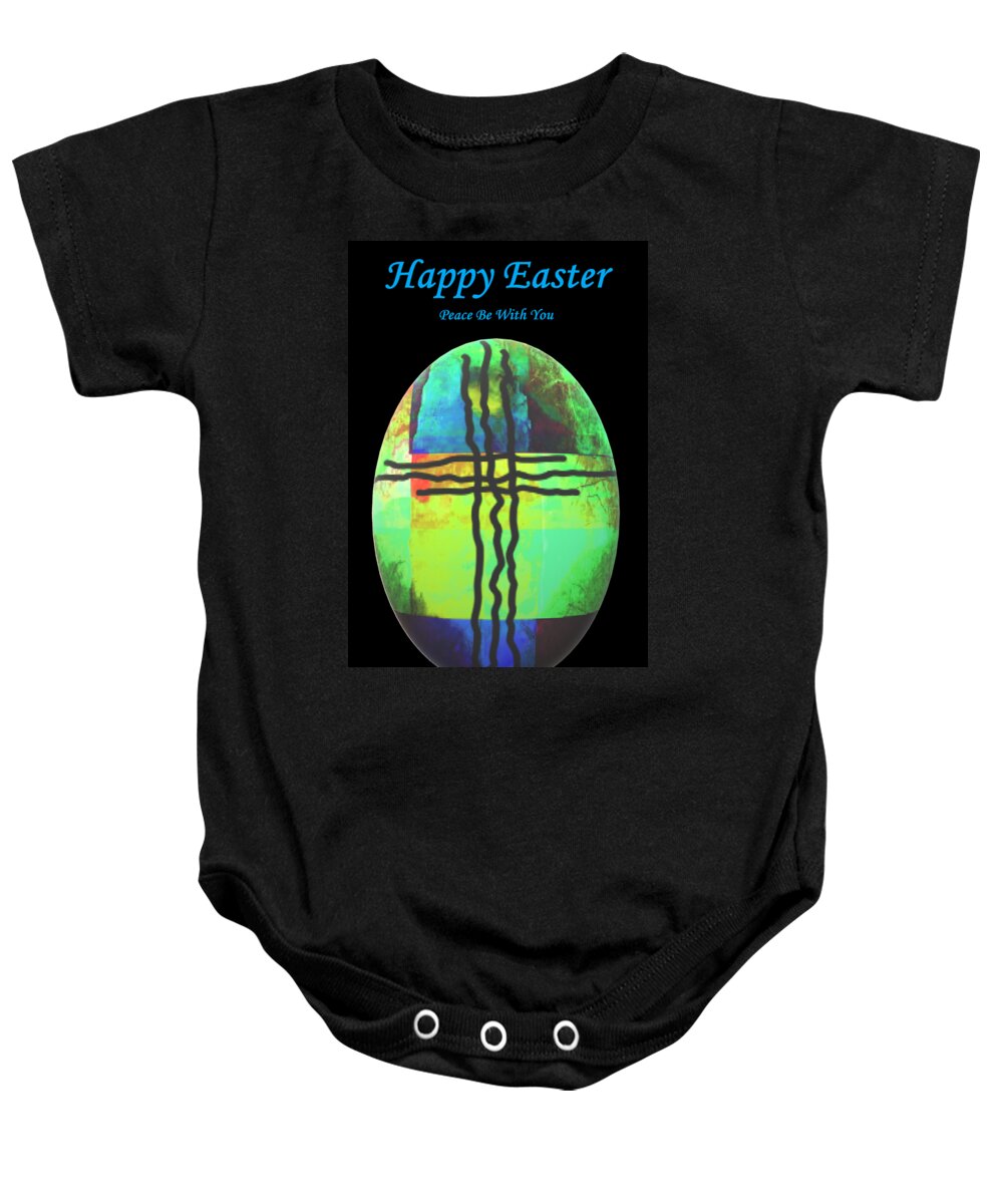Card Baby Onesie featuring the digital art Happy Easter Peace Be With You by Delynn Addams