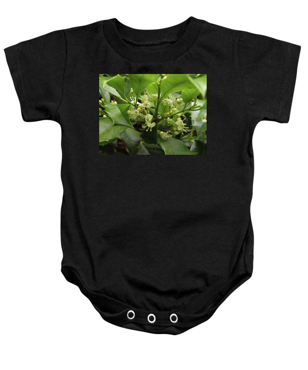 Holly Baby Onesie featuring the photograph Holly Blossoms by Jeffrey Peterson