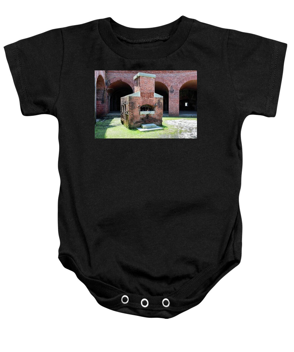 Fort Massachusetts Baby Onesie featuring the photograph Hot Shot Furnace by Susan Rissi Tregoning