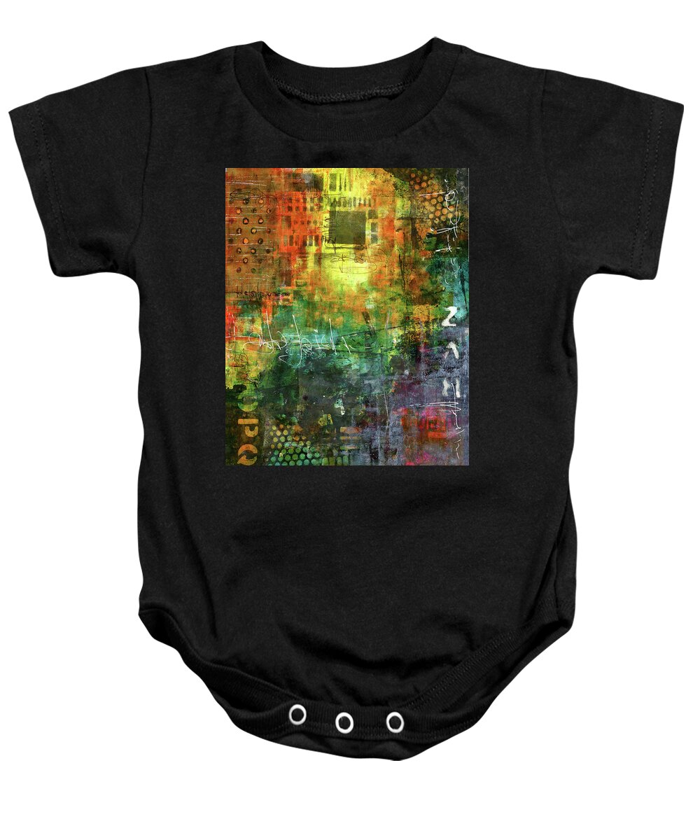 Urban Art Baby Onesie featuring the mixed media In the City by Patricia Lintner