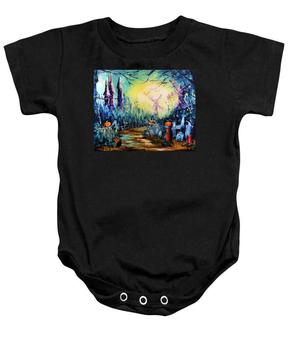 Halloween Baby Onesie featuring the painting In The Pale Moonlight, vol.1 by Nelson Ruger