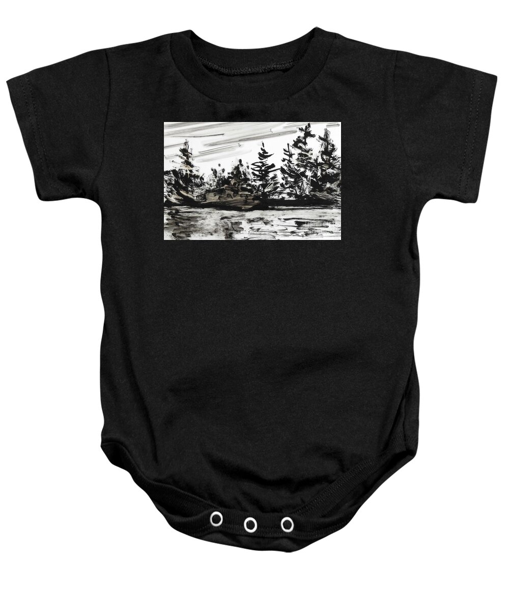 India Ink Baby Onesie featuring the painting Ink Prochade 4 by Petra Burgmann