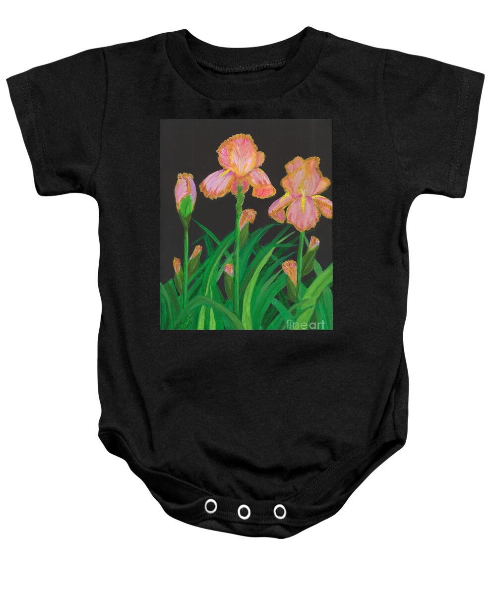 Irises Baby Onesie featuring the painting Irises by Elizabeth Mauldin