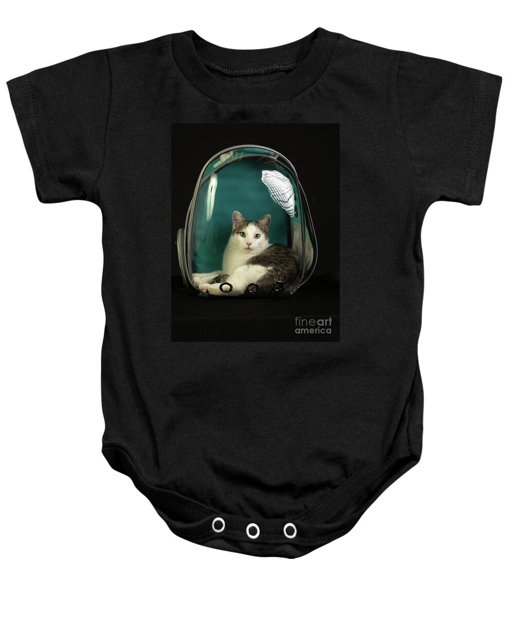 Cat Baby Onesie featuring the photograph Kitty in a Bubble by Susan Warren