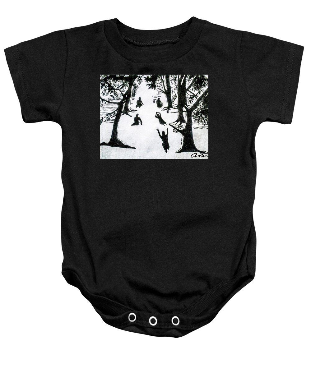 Wall Art Baby Onesie featuring the drawing Knights Vision by Cepiatone Fine Art Callie E Austin