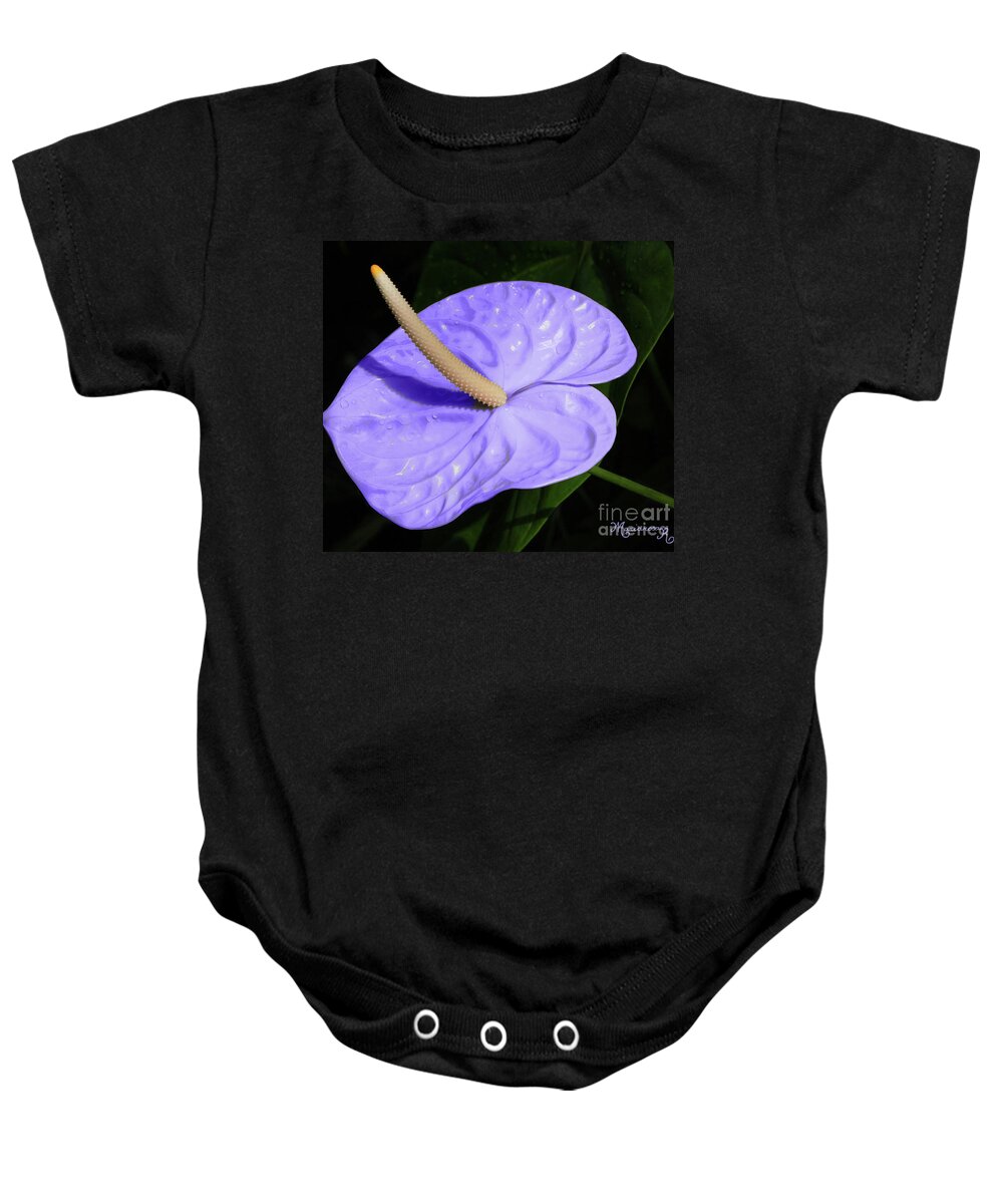 Nature Baby Onesie featuring the photograph Lavender Anthurium by Mariarosa Rockefeller