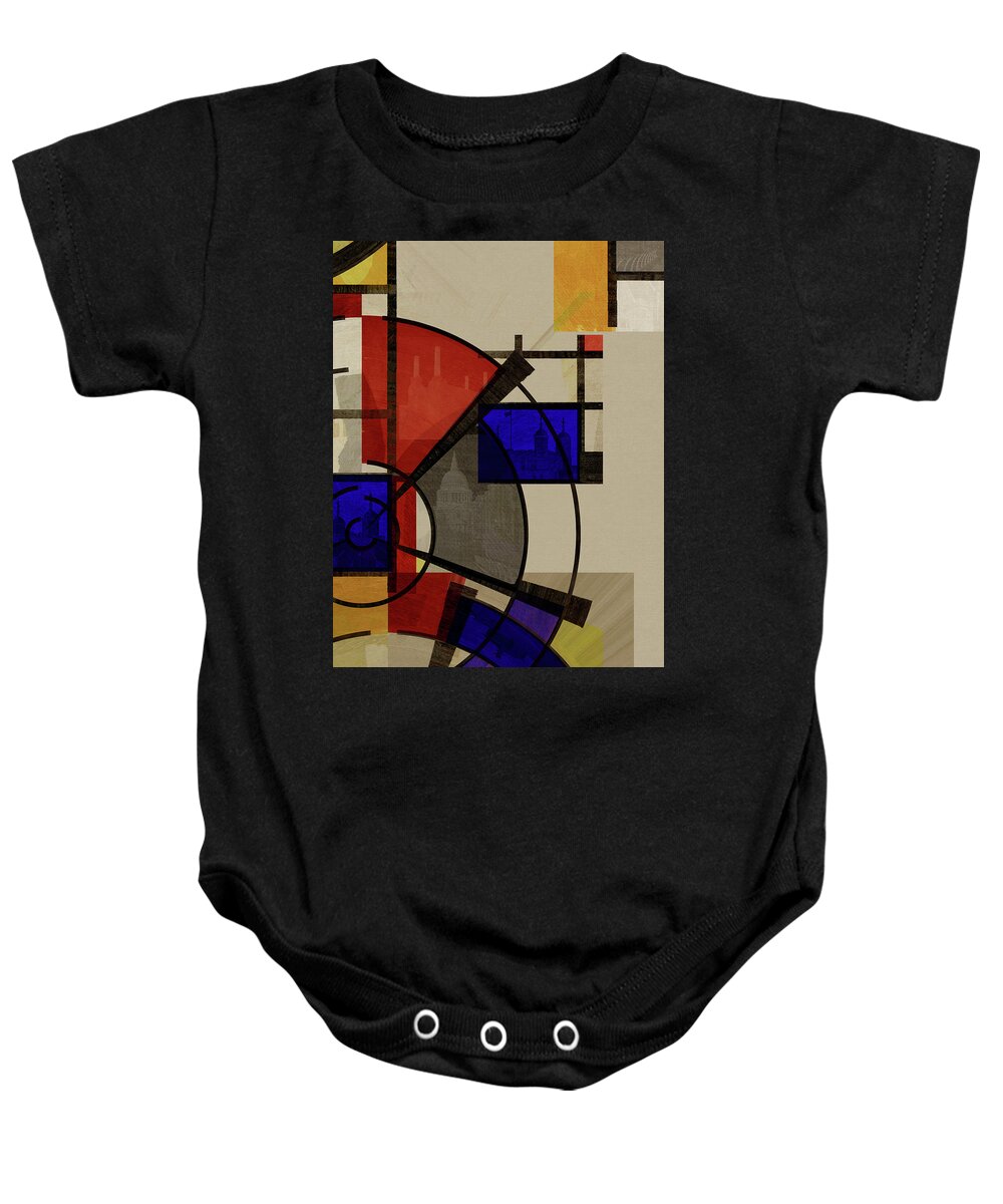 Geometric Baby Onesie featuring the mixed media London Squares FIVE ONE ONE by BFA Prints