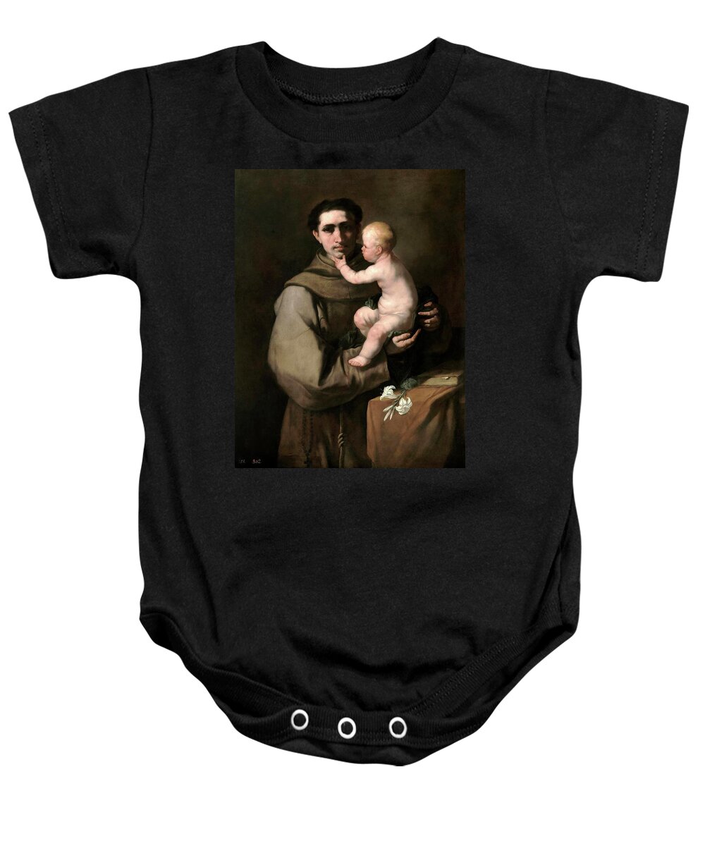 Anthony Of Padua Baby Onesie featuring the painting Luca Giordano / 'Saint Anthony of Padua', Late 17th century, Italian School. by Luca Giordano -1634-1705-