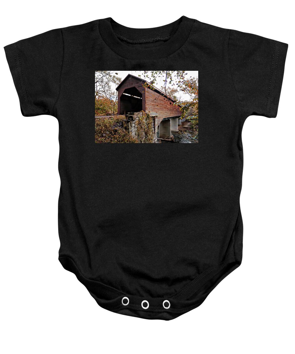 Suzanne Stout Baby Onesie featuring the photograph Meems Bottom Covered Bridge by Suzanne Stout