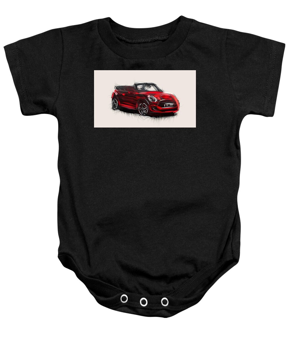 Mini Baby Onesie featuring the digital art Mini Cabrio Draw by CarsToon Concept