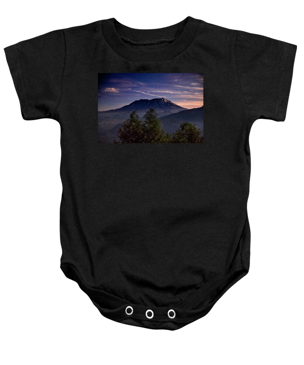 Mount St. Helens Baby Onesie featuring the photograph Mount St. Helens Sleeping Sentinal by Jeanette Mahoney