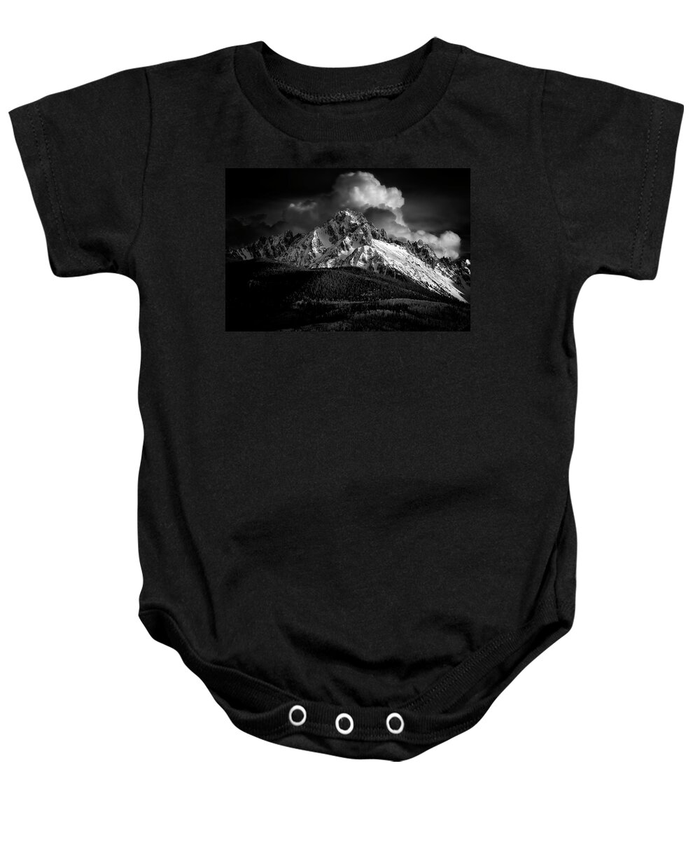 Ouray Baby Onesie featuring the photograph Mt Sneffels Drama by Angela Moyer