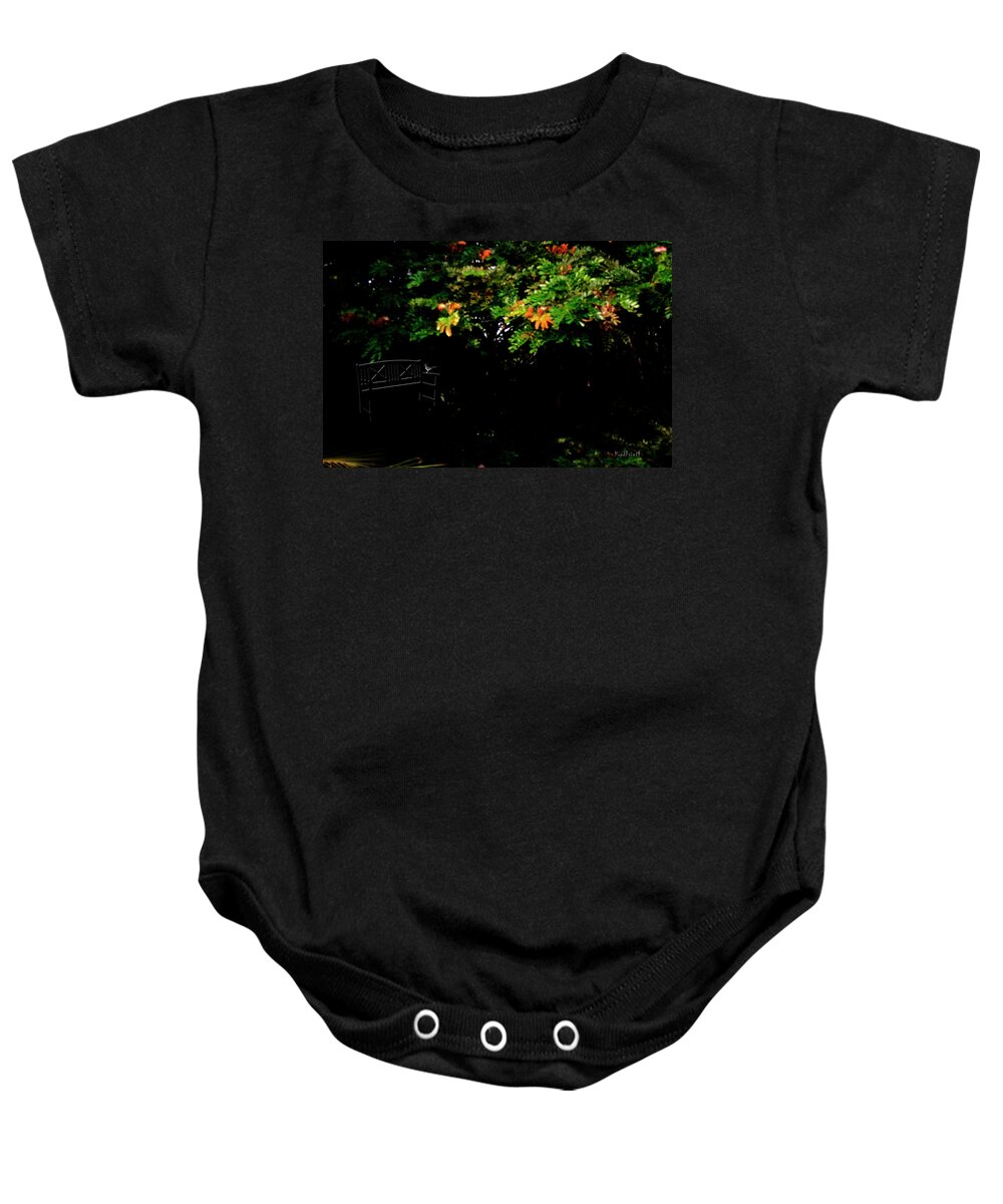 Garden Baby Onesie featuring the mixed media My Garden Chair by Asok Mukhopadhyay