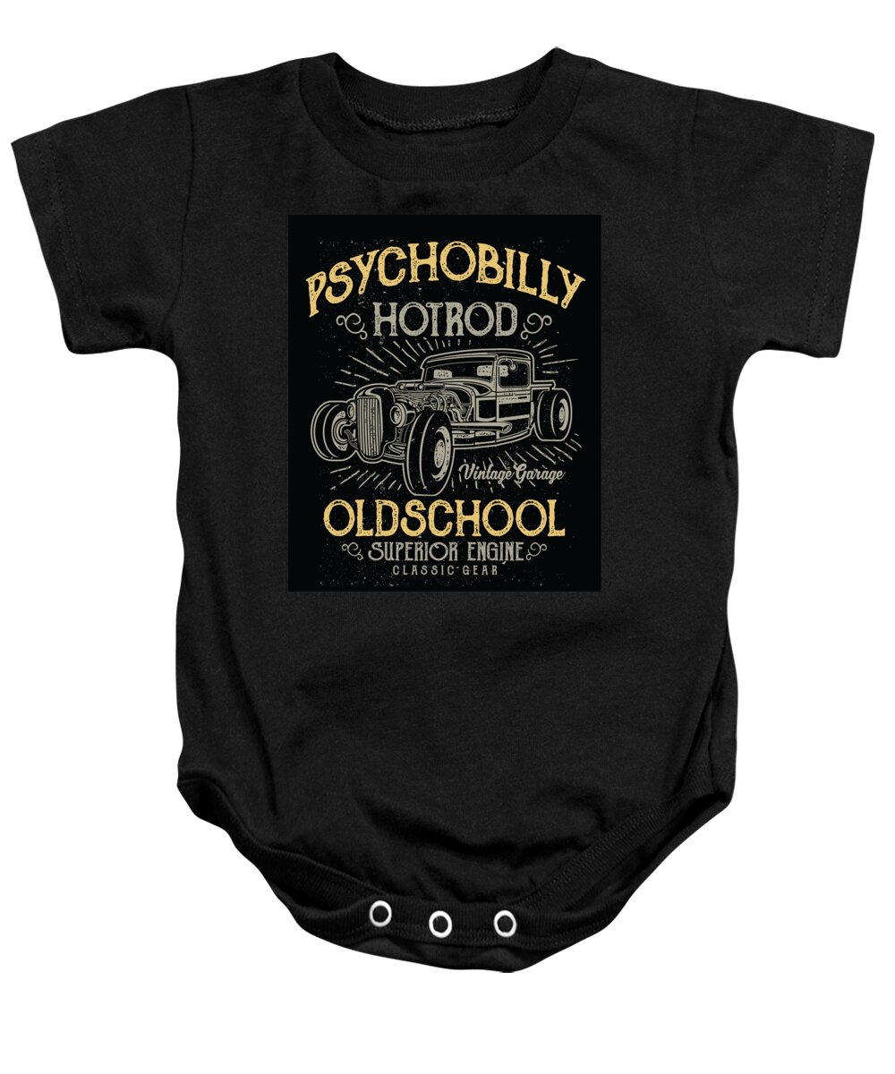 Hot Rod Baby Onesie featuring the digital art Old School Hot Rod Car by Long Shot