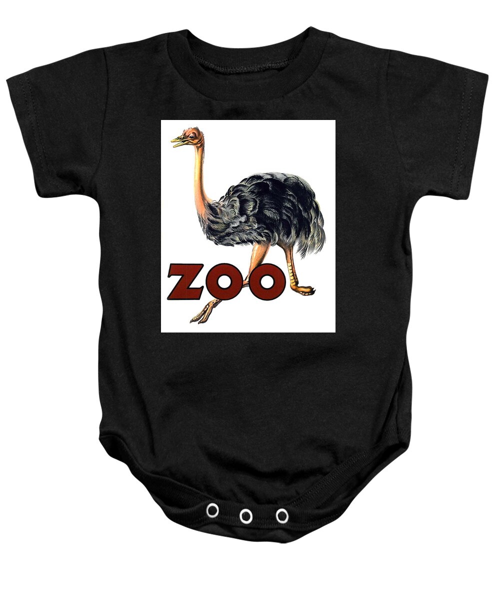 Ostrich Baby Onesie featuring the digital art Ostrich Zoo by Long Shot
