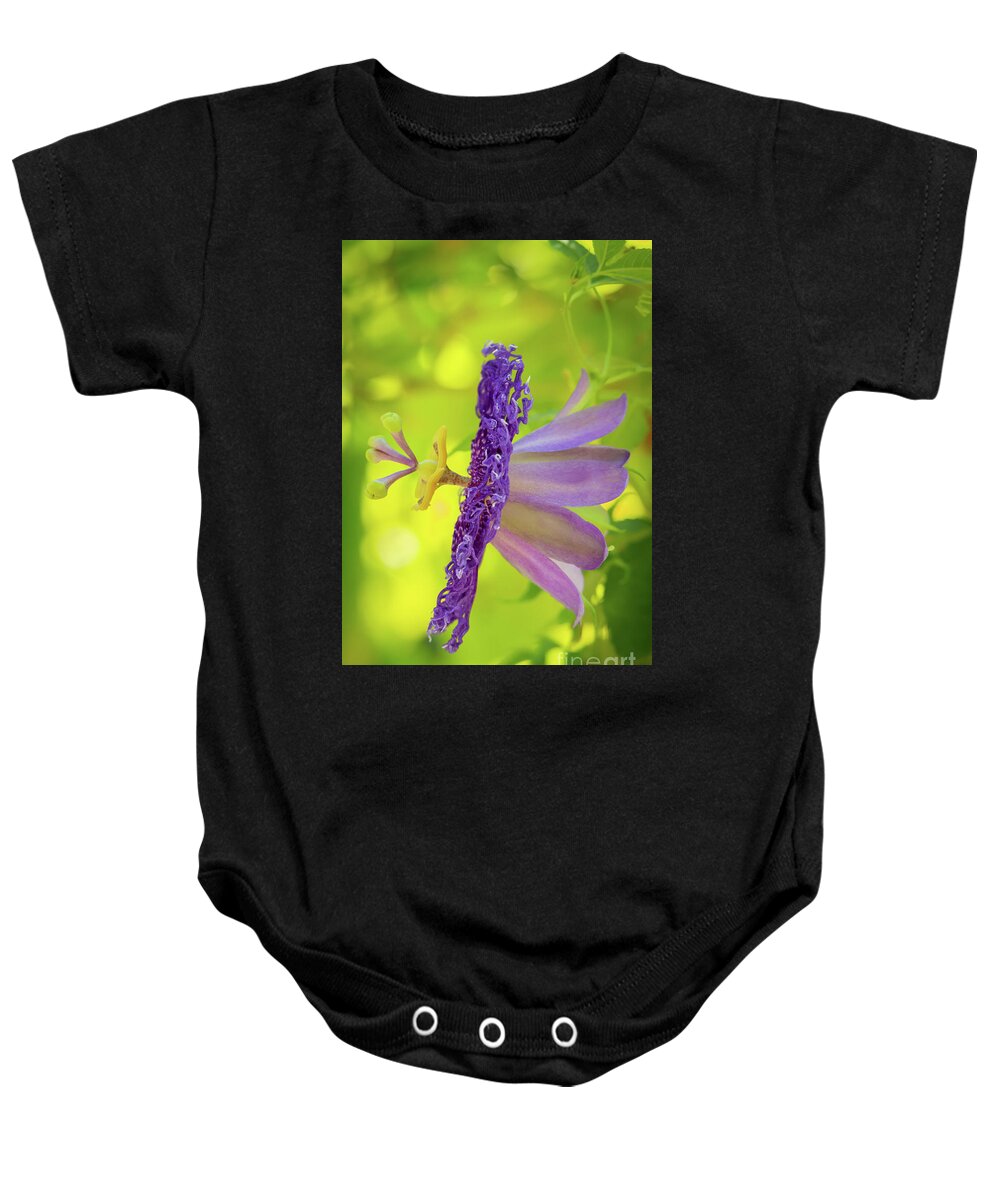 Artsy Baby Onesie featuring the photograph Passionate Purple Passiflora by Sabrina L Ryan