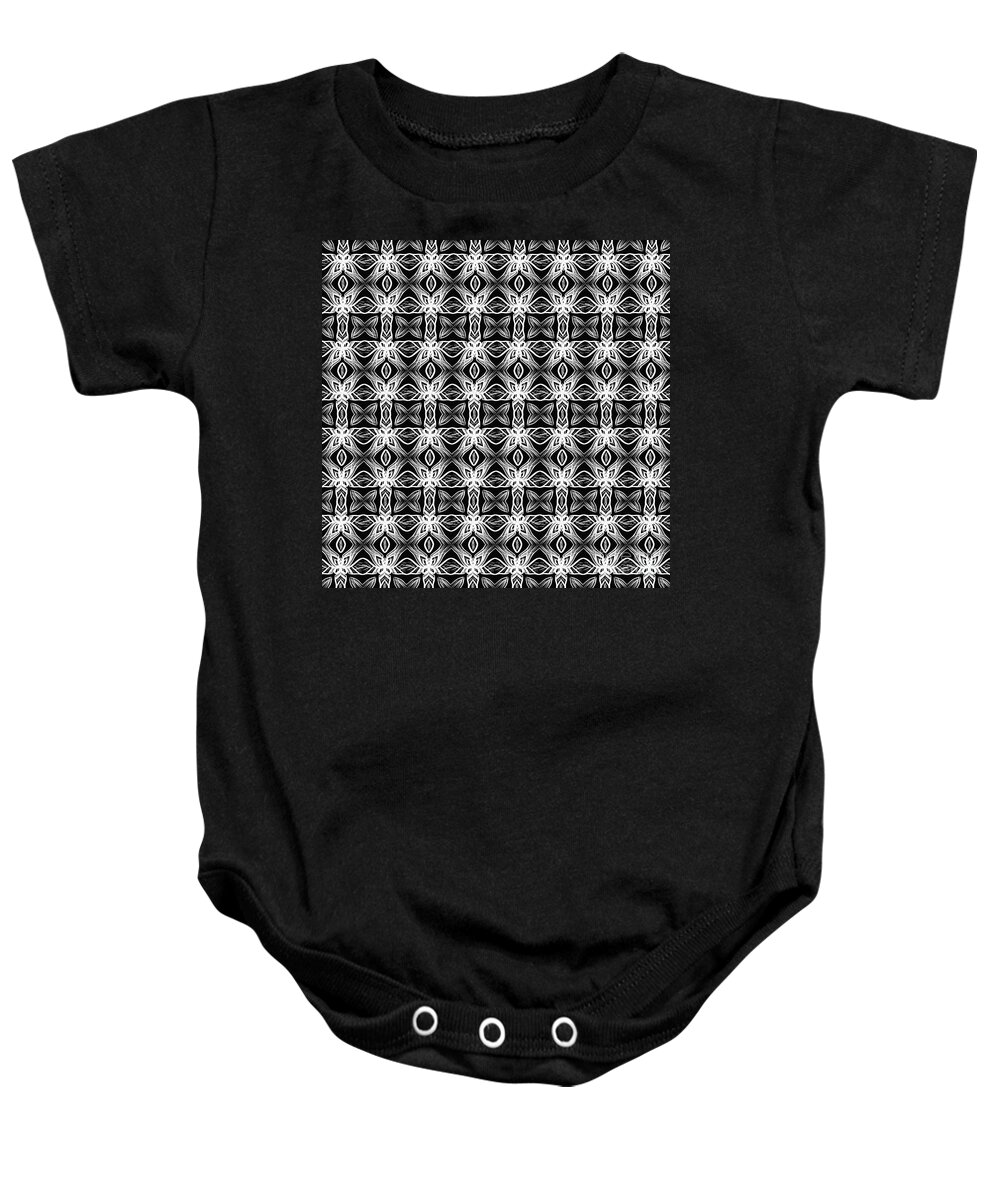 Black And White Pattern Baby Onesie featuring the photograph Pattern in Black and White by Kaye Menner by Kaye Menner