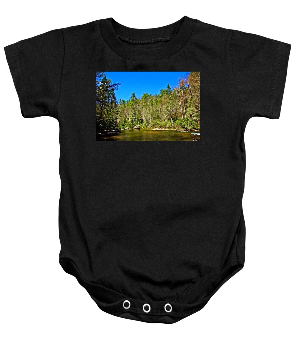 River Baby Onesie featuring the photograph Peace Along the River by Allen Nice-Webb